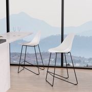 Pebble White Stool Shell Seat - Counter Stool 65cm Seat Height - White Frame gallery detail image