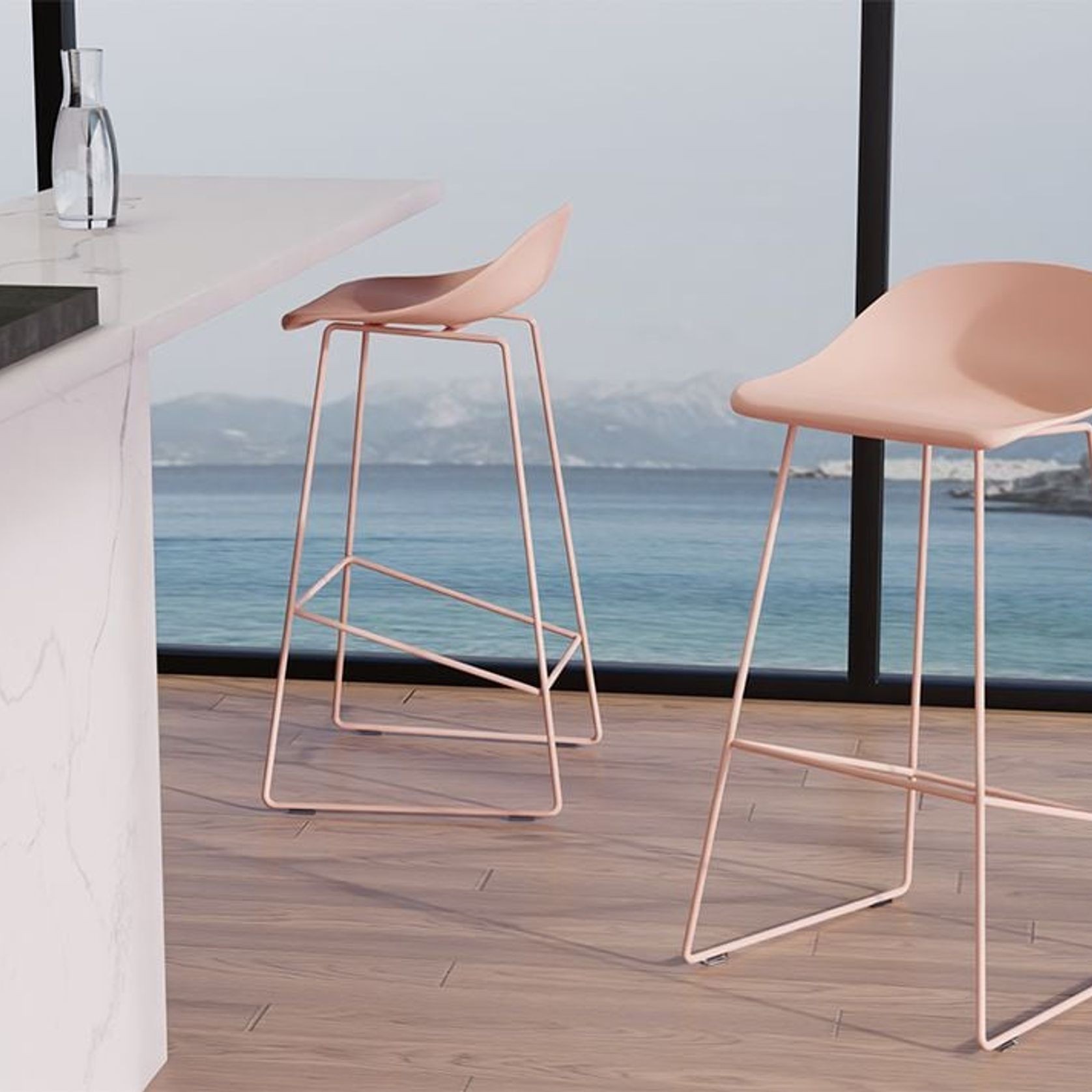 Pop Stool - Soft Pink Frame and Shell Seat gallery detail image