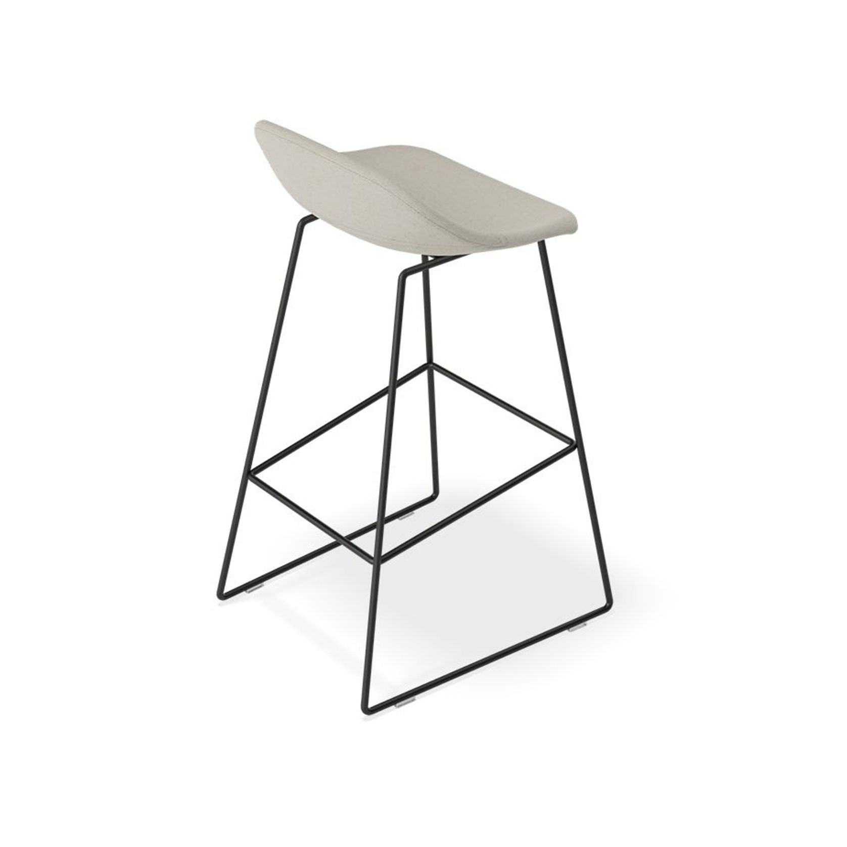 Pop Stool with Black Frame and Fabric Light Grey Seat gallery detail image