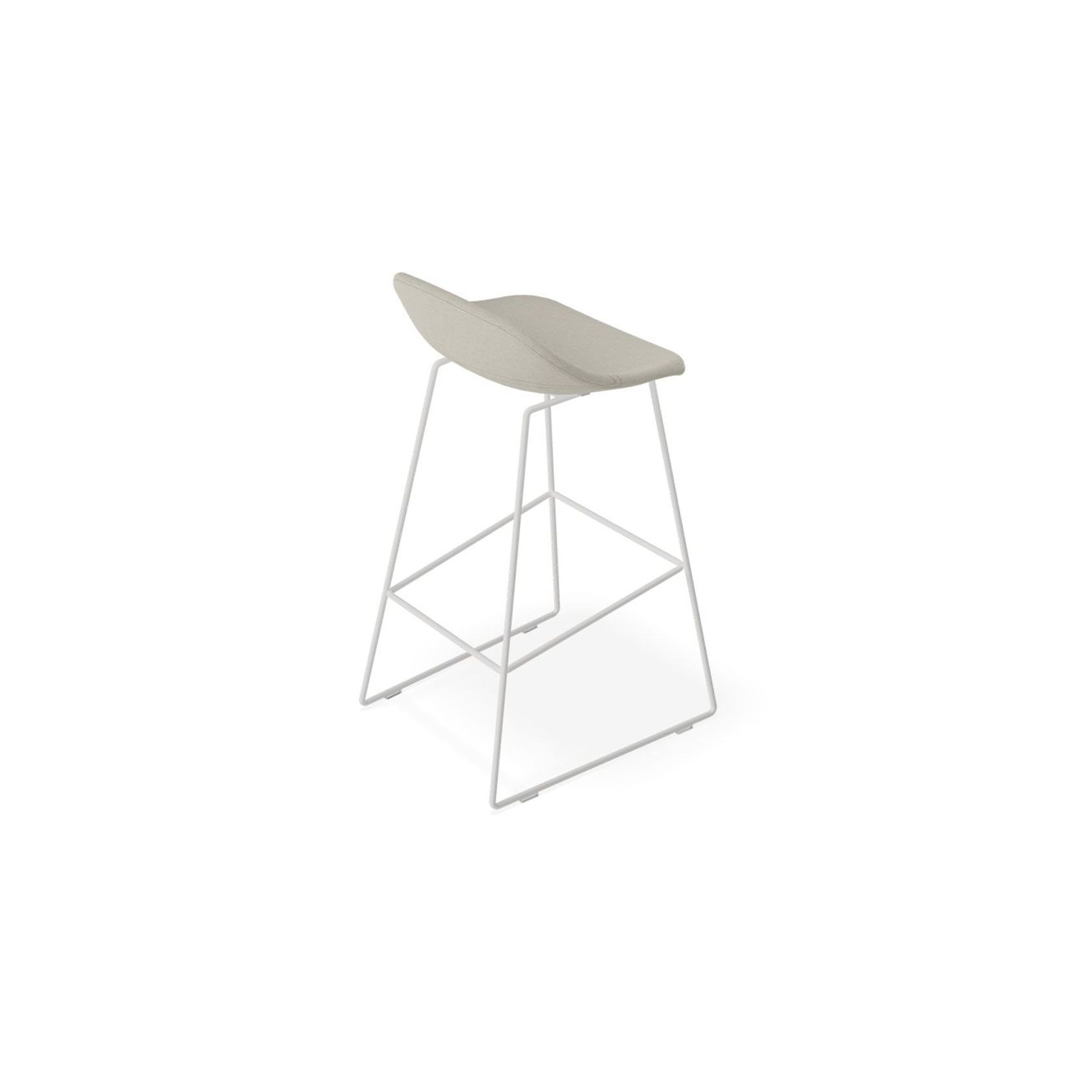 Pop Stool with White Frame and Light Grey Fabric Seat gallery detail image