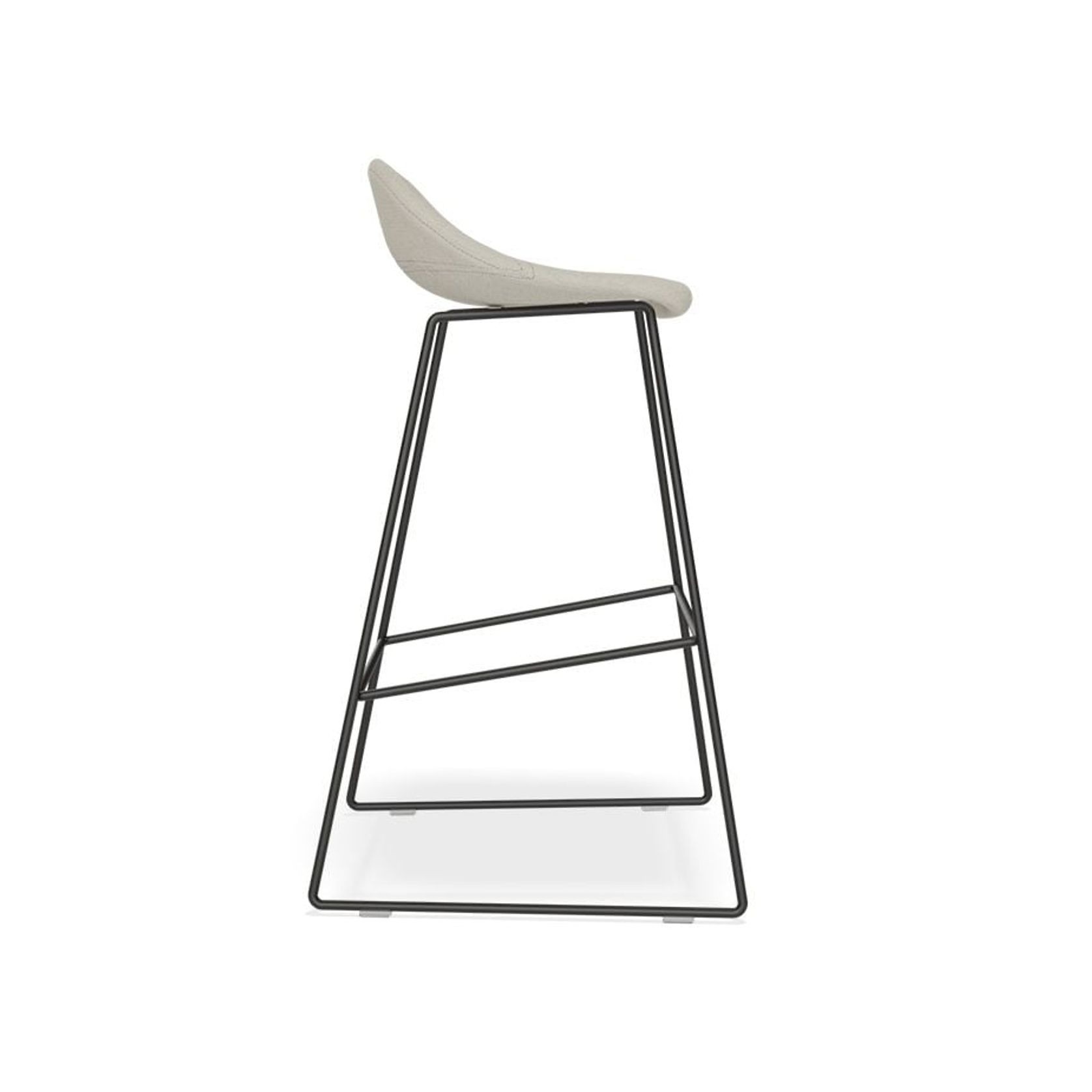 Pop Stool with Black Frame and Fabric Light Grey Seat gallery detail image
