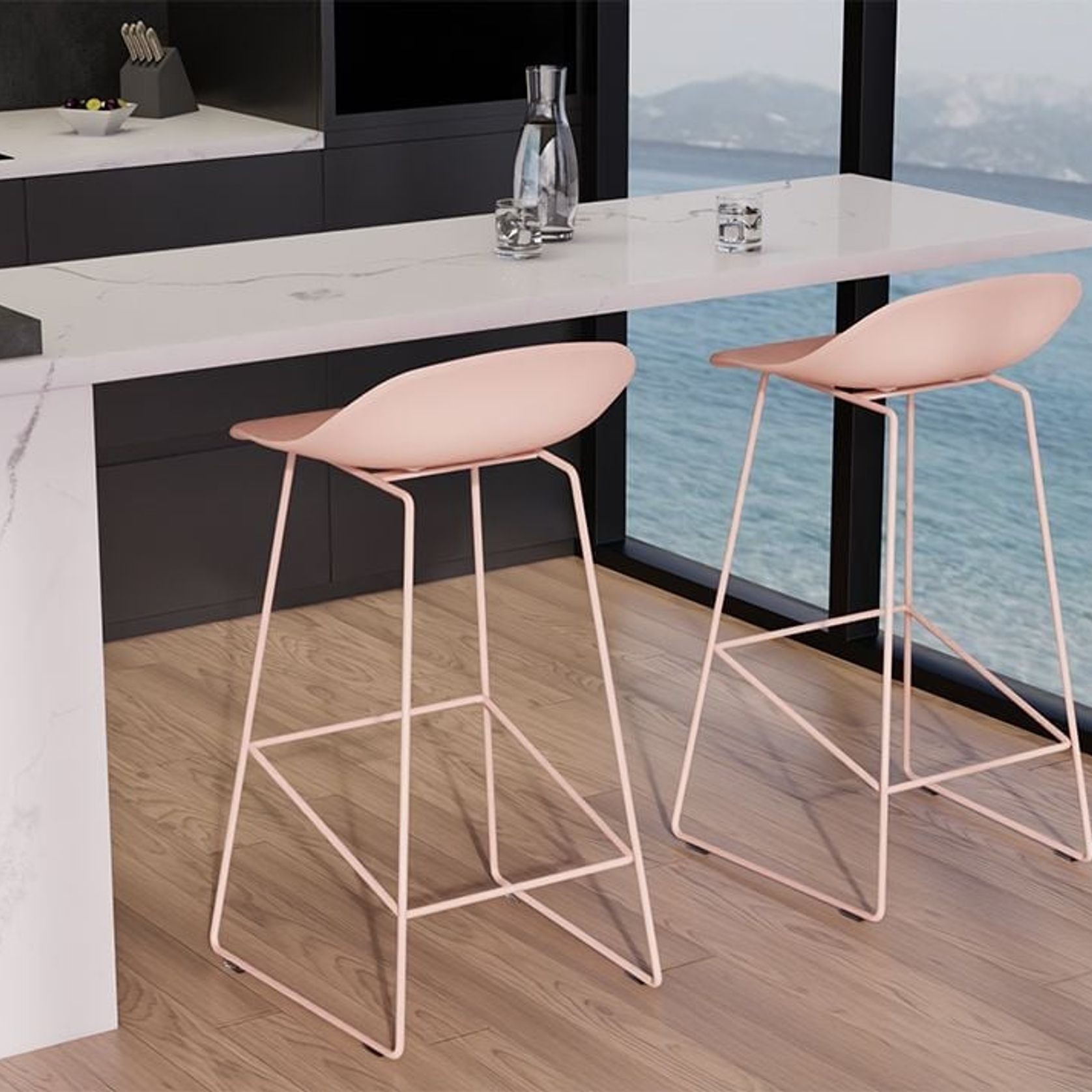Pop Stool - Soft Pink Frame and Shell Seat gallery detail image