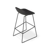Pop Stool with Black Frame and Upholstered Vintage Black Seat gallery detail image