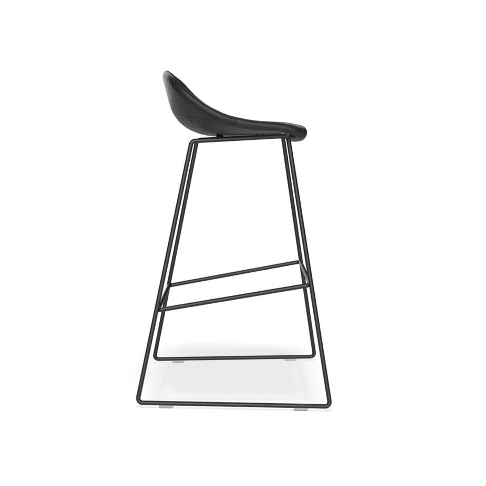 Pop Stool with Black Frame and Upholstered Vintage Black Seat gallery detail image