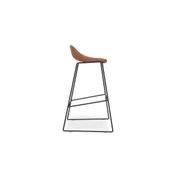 Pop Stool with Black Frame and Upholstered Vintage Tan Seat gallery detail image