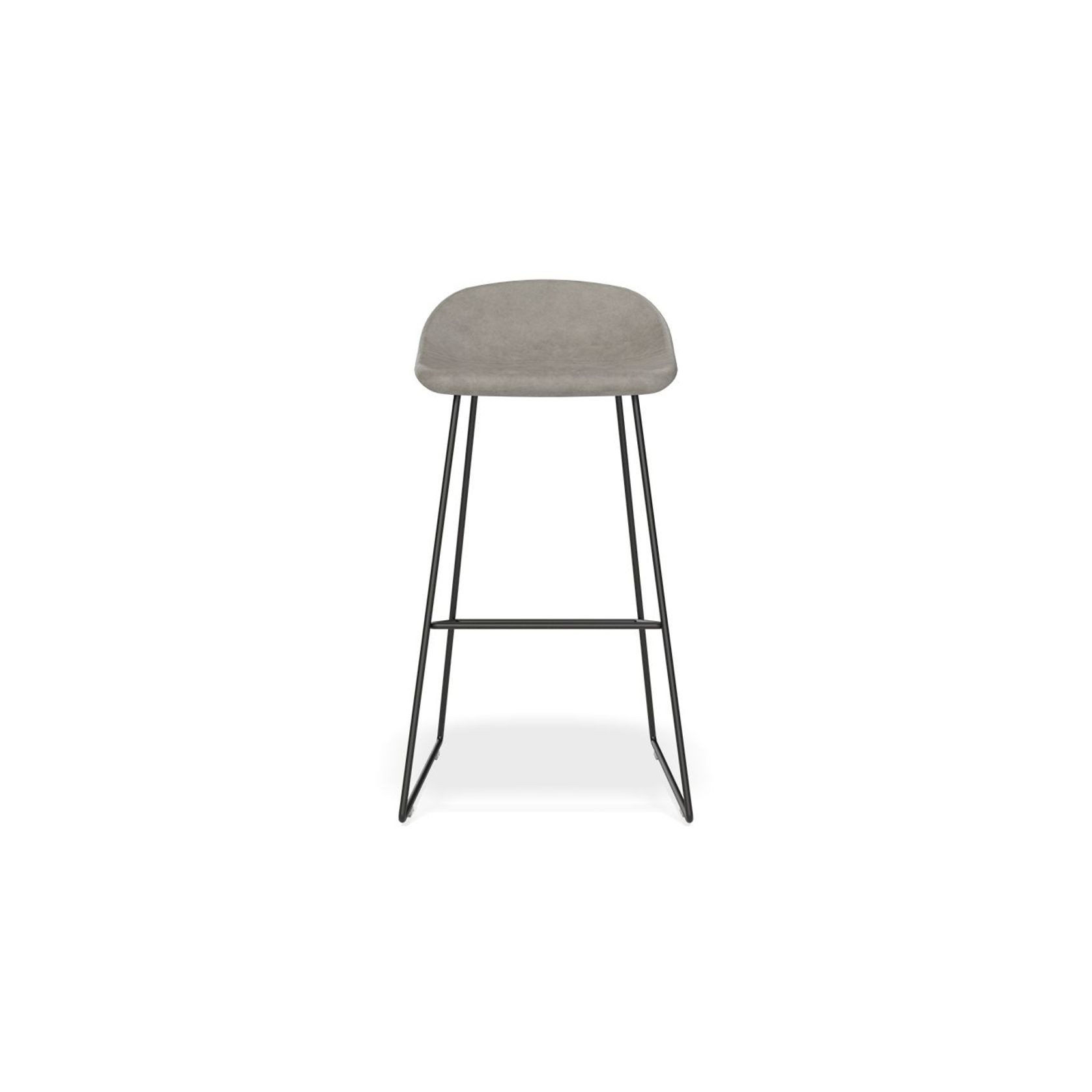 Pop Stool with Black Frame and Upholstered Vintage Grey Seat gallery detail image