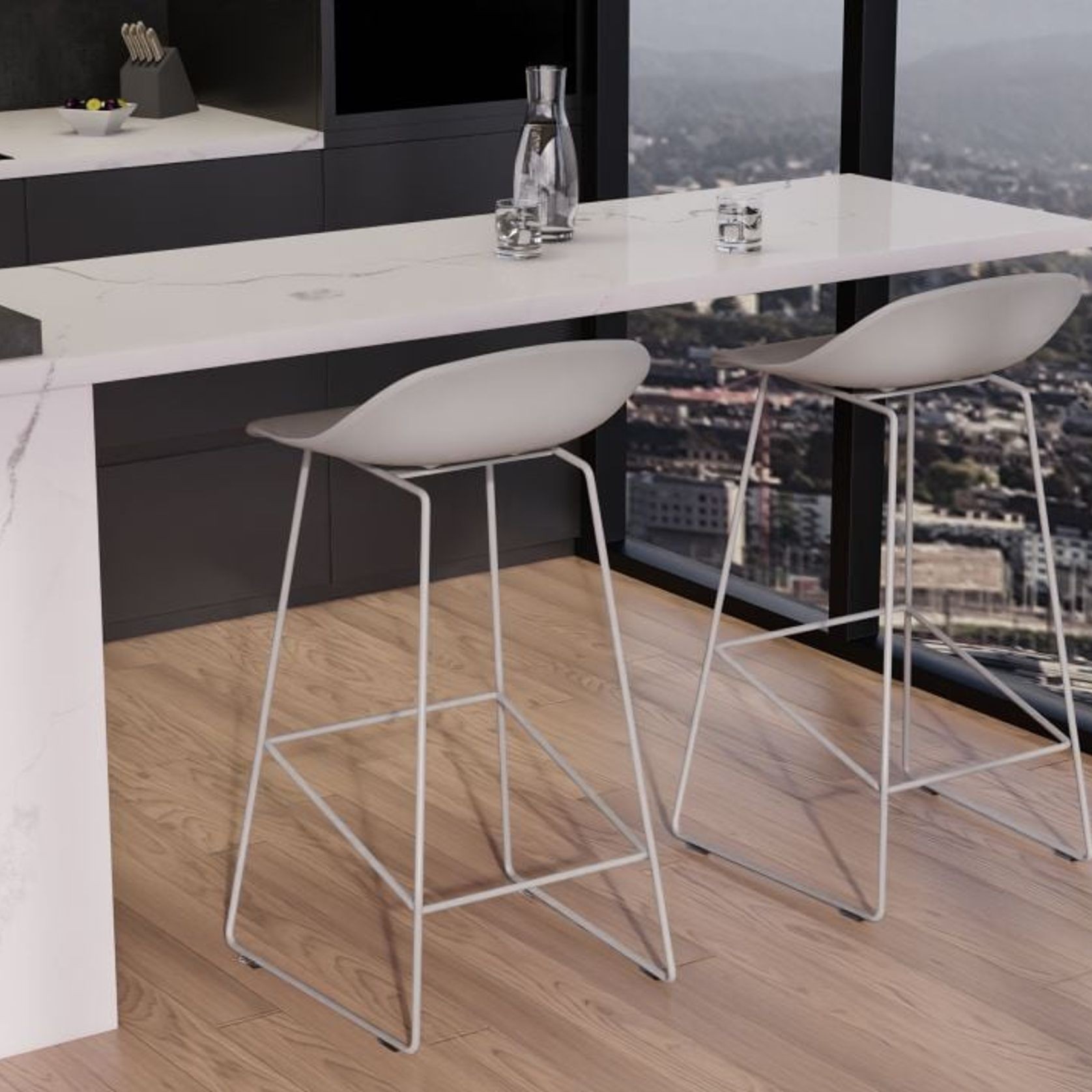 Pop Stool - Silver Grey Frame and Shell Seat gallery detail image
