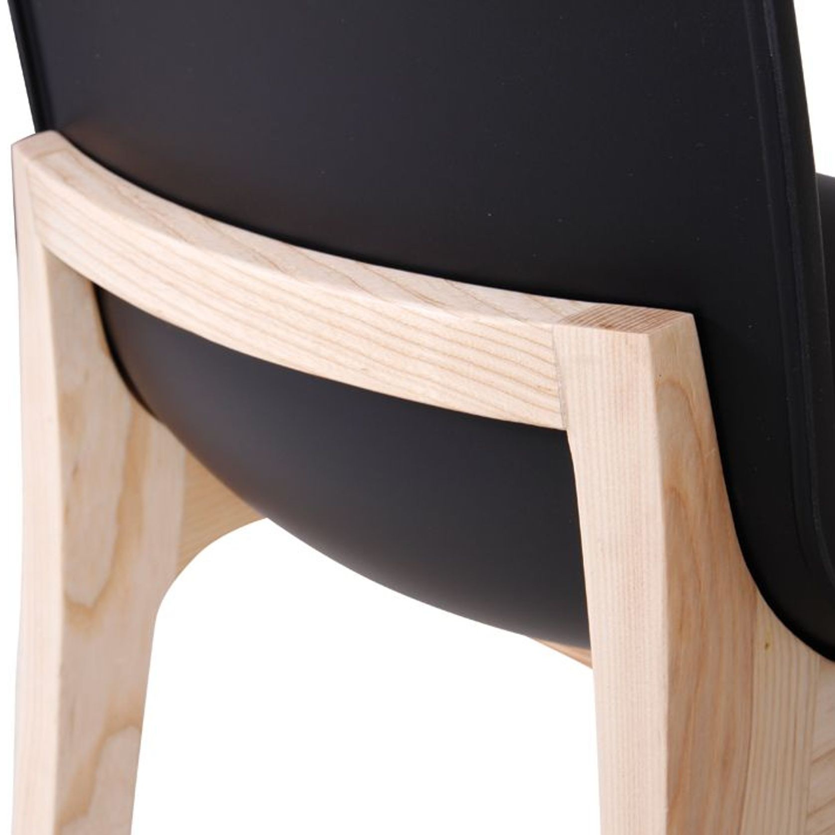 Ara Stool - Natural - Black Shell - Kitchen Bench Seat Height 65cm  - Black Seat - Natural Ash legs gallery detail image