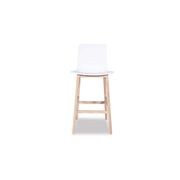 Ara Stool - Natural - White Shell  - Bar Bench Seat Height 74cm  - White Seat - Natural Ash legs gallery detail image