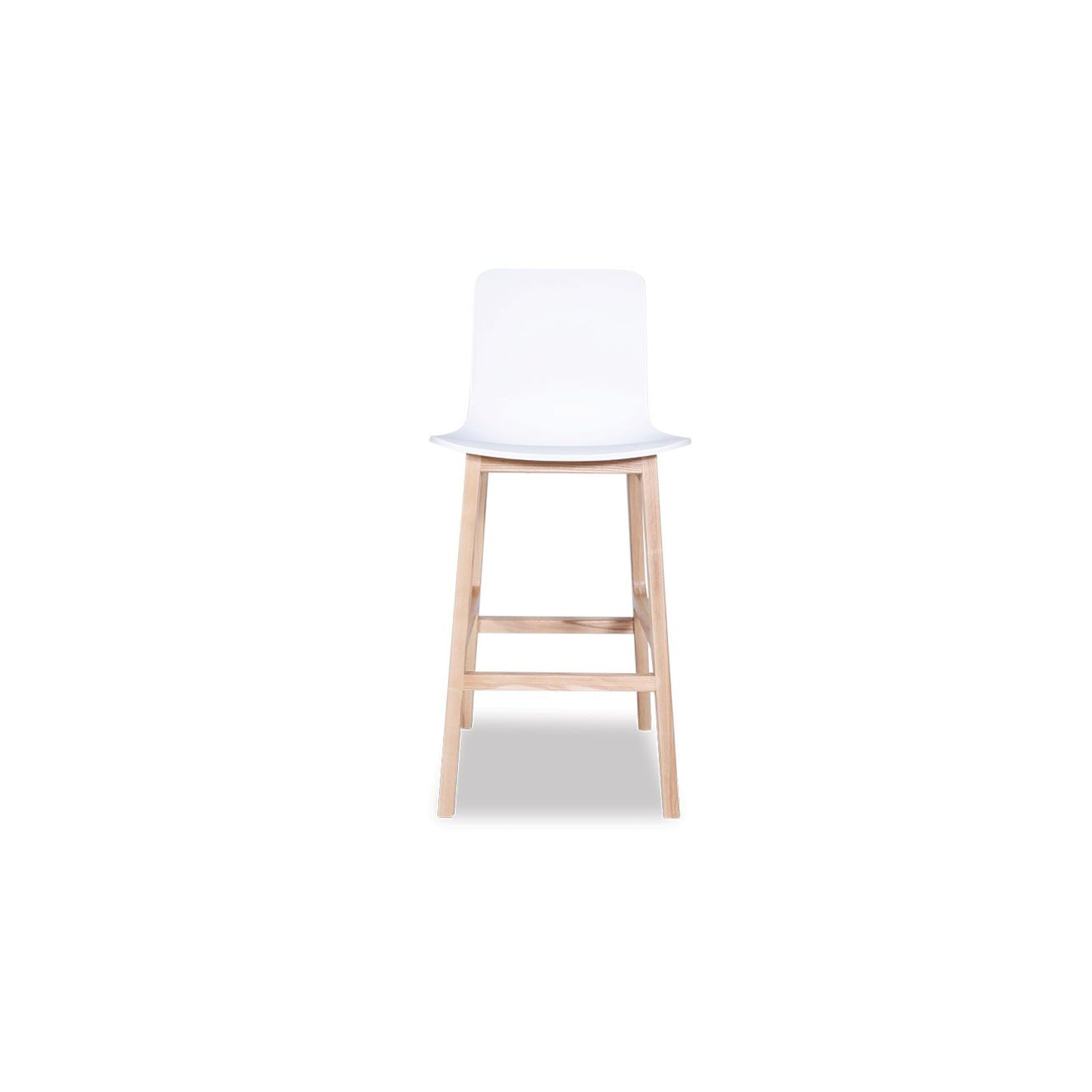 Ara Stool - Natural - White Shell  -  Kitchen Bench Seat Height 65cm  - White Seat - Natural Ash legs gallery detail image