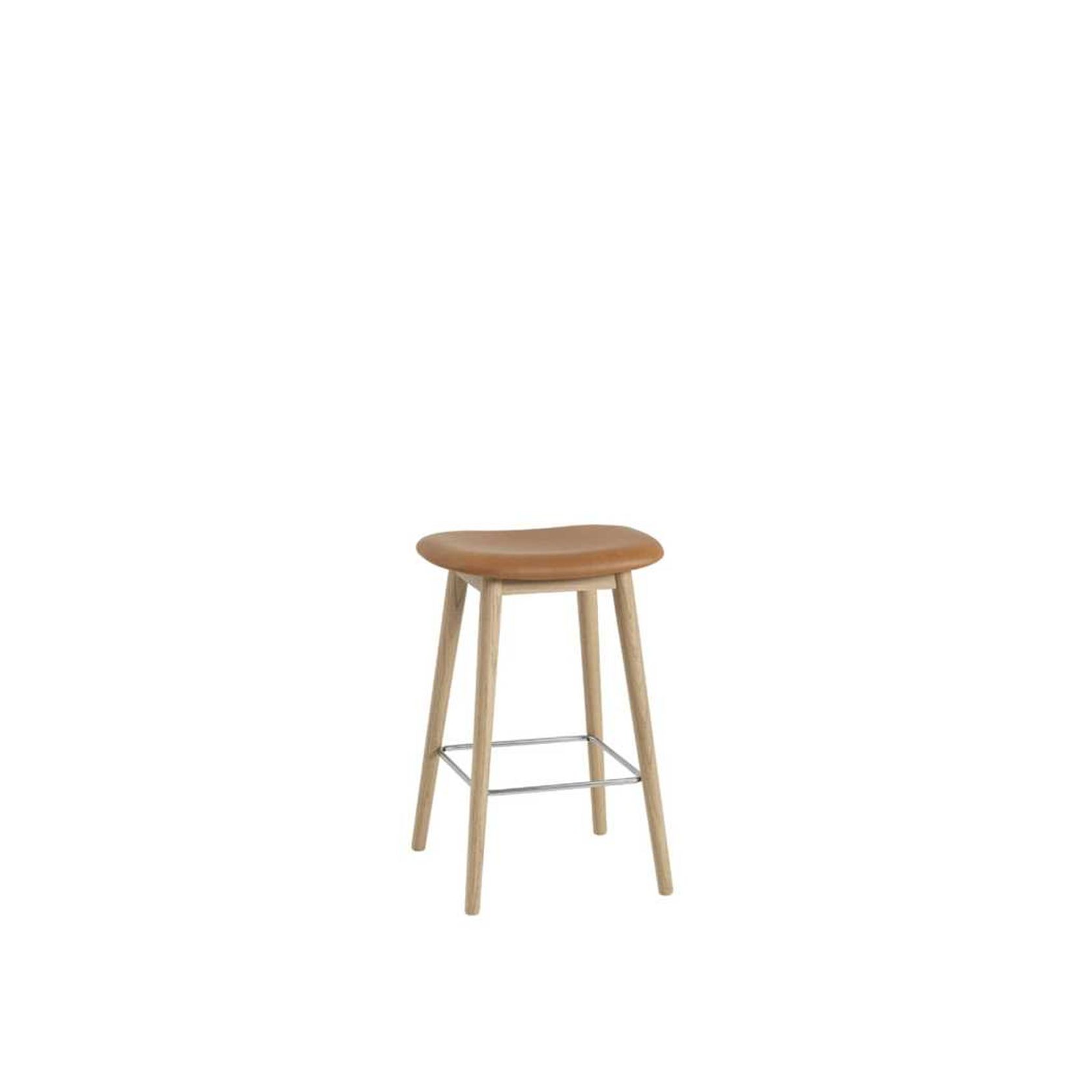 Muuto Fiber Counter Stool Wood Base 65cm - Leather gallery detail image