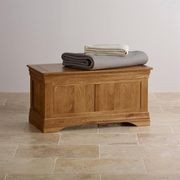 French Rustic Solid Oak Blanket Box gallery detail image