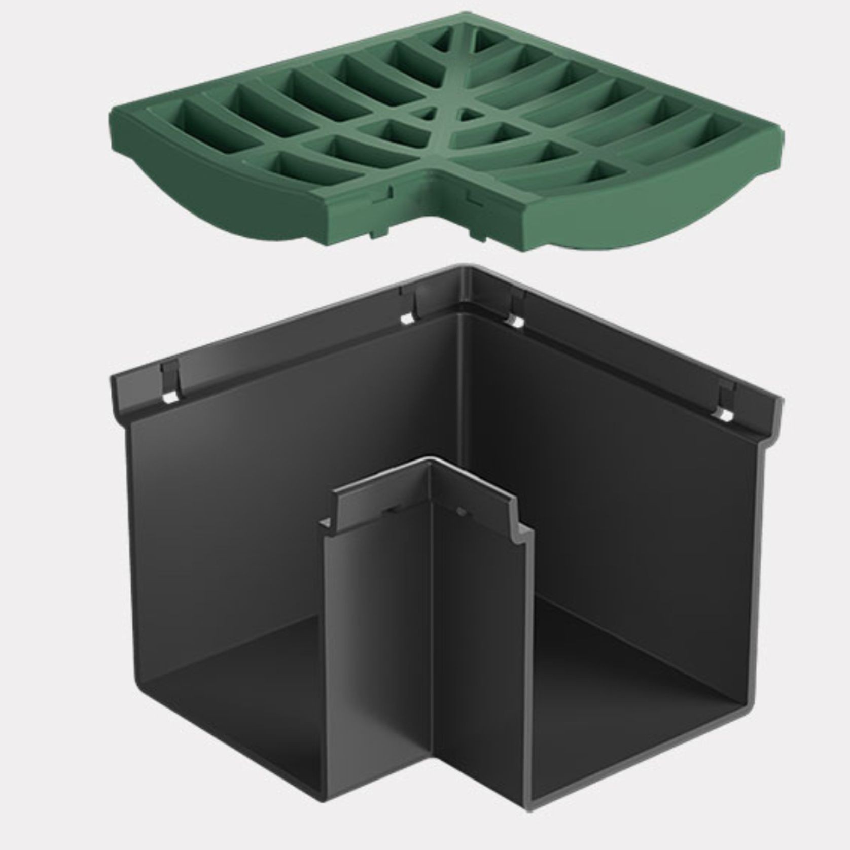 Rain Drain™ Trade – Corner with Green Plastic Grate gallery detail image