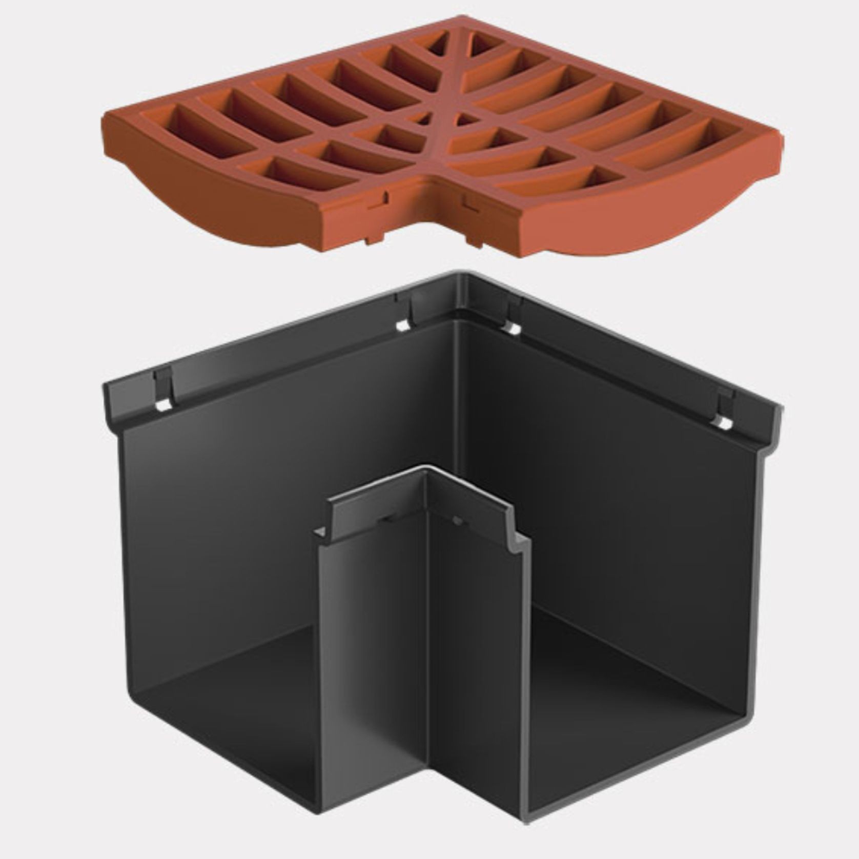 Rain Drain™ Trade – Corner w/ Terracotta Plastic Grate gallery detail image