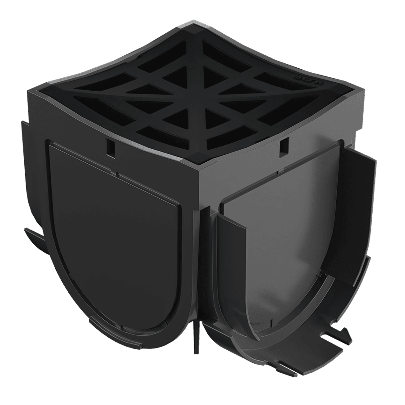 Storm Drain™ – 4 Way Connector with Black Plastic Grate gallery detail image