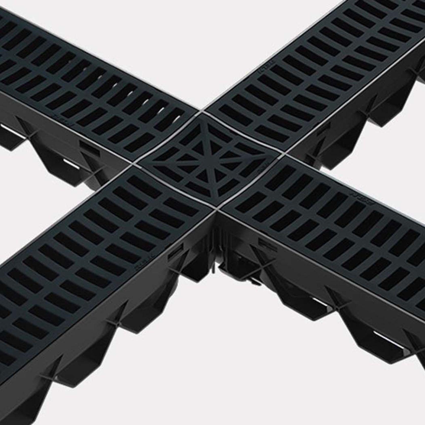Storm Drain™ – 4 Way Connector with Black Plastic Grate gallery detail image