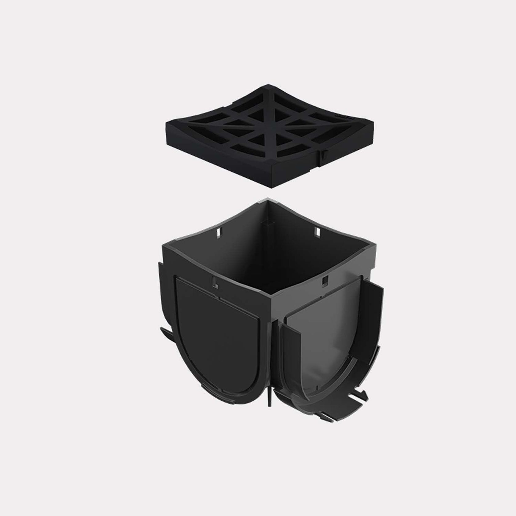 Storm Drain™ – 4 Way Connector with Black Plastic Grate gallery detail image