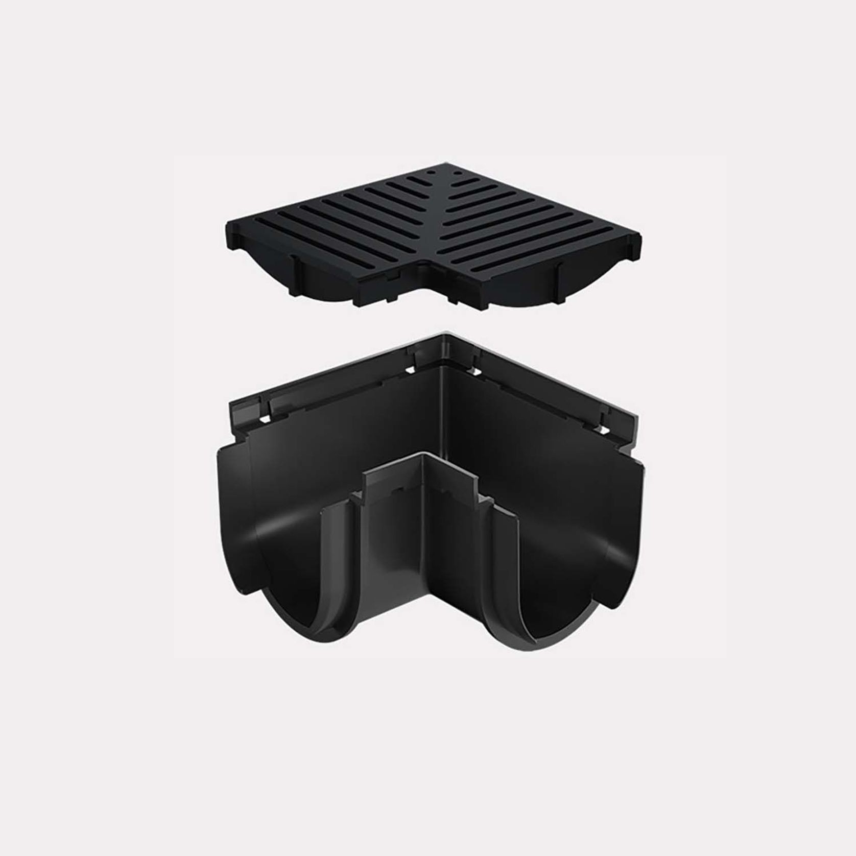 Storm Drain™ – Corner Heel Guard Black Plastic Grate gallery detail image