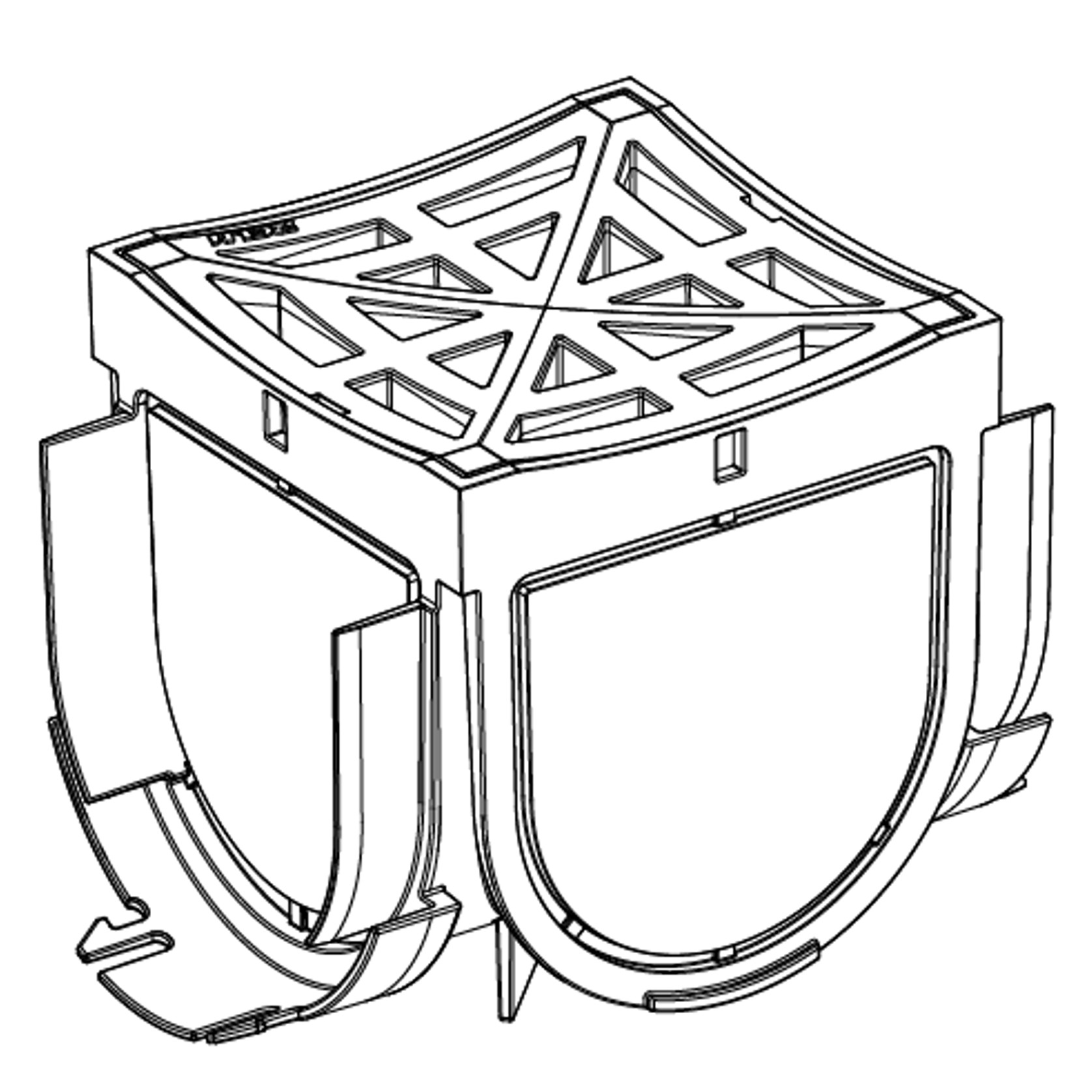 Storm Drain™ – 4 Way Connector with Black Plastic Grate gallery detail image