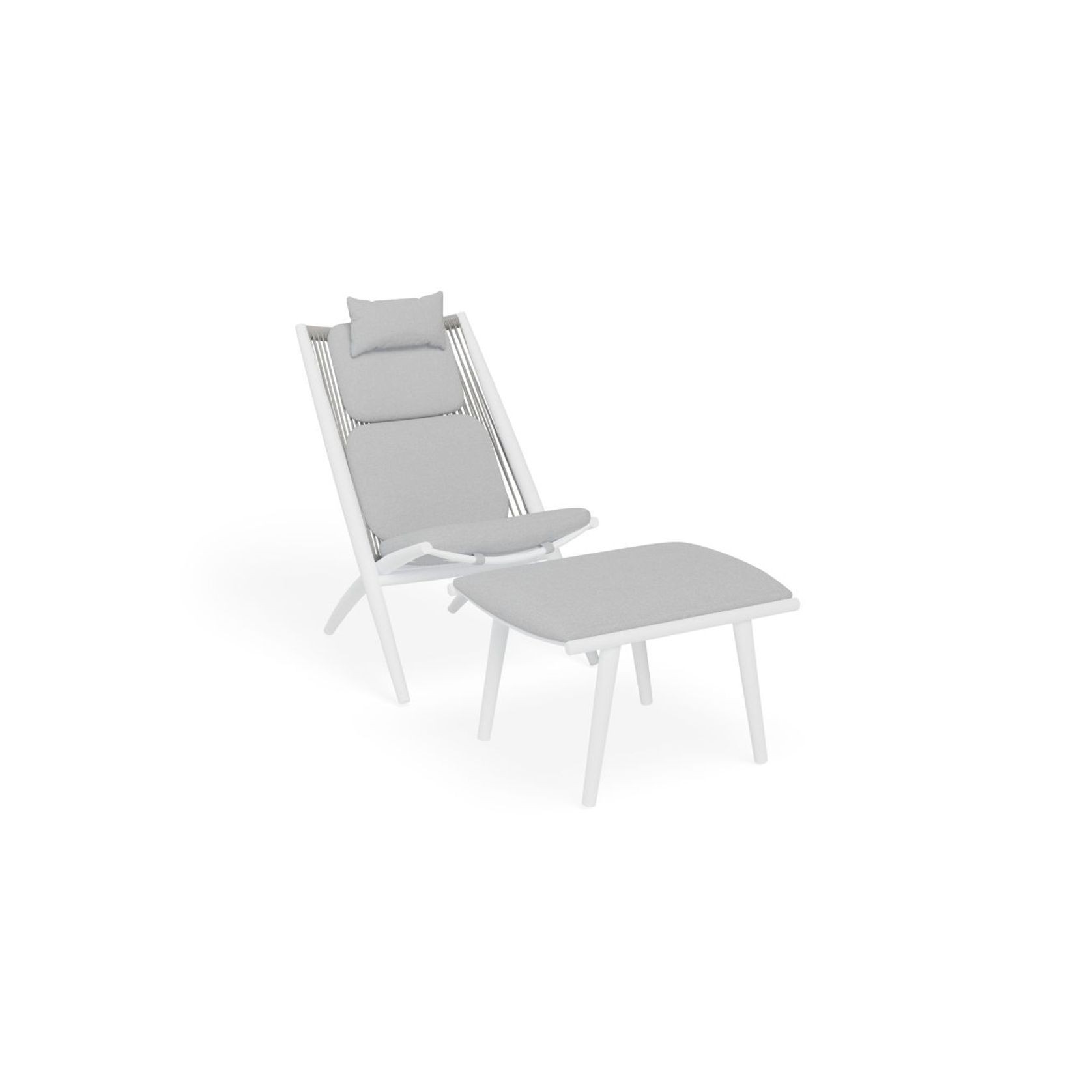 Minori Lounge Chair - Outdoor - White - Light Grey Cushion gallery detail image