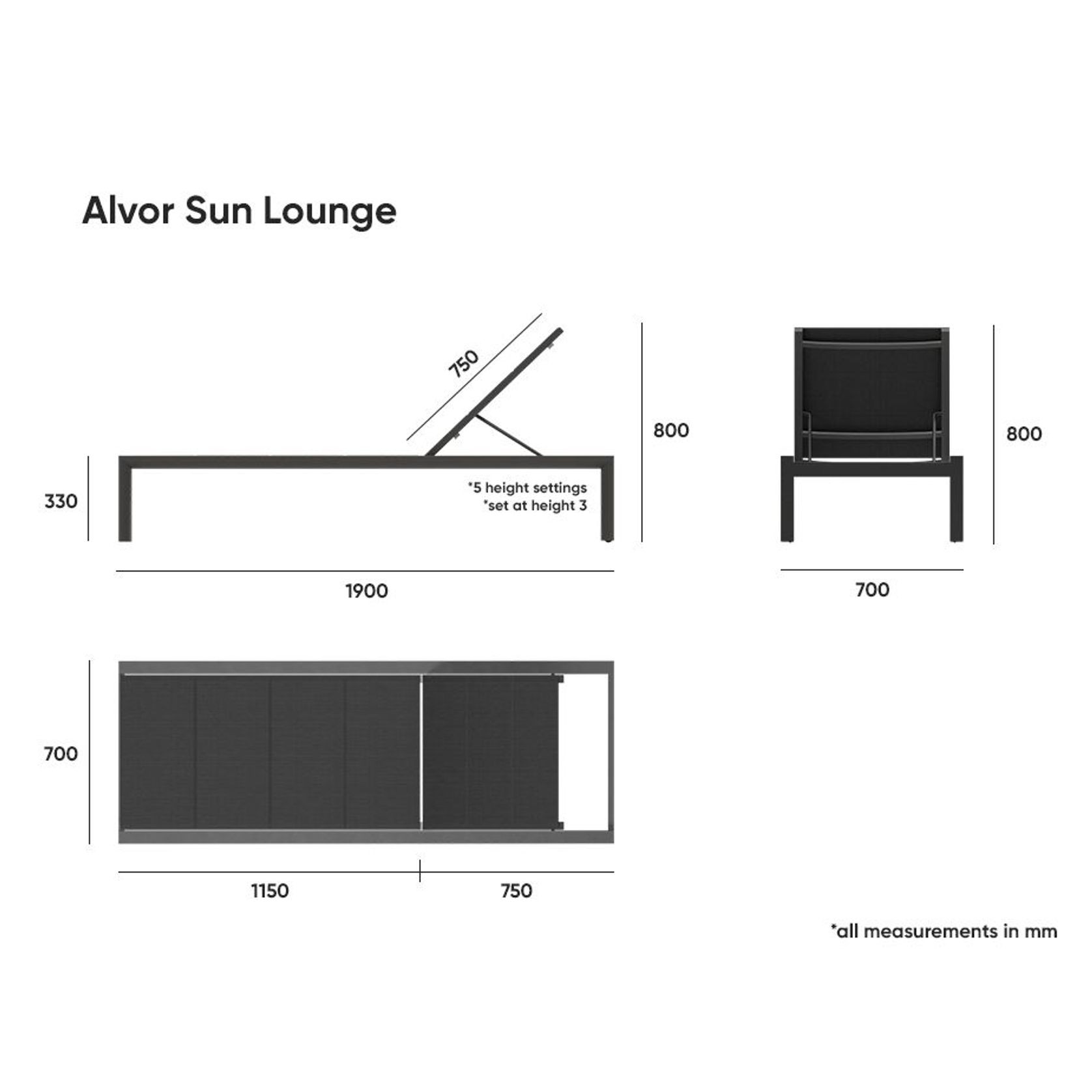 Alvor Sun Lounge - White - Light Grey Mesh gallery detail image