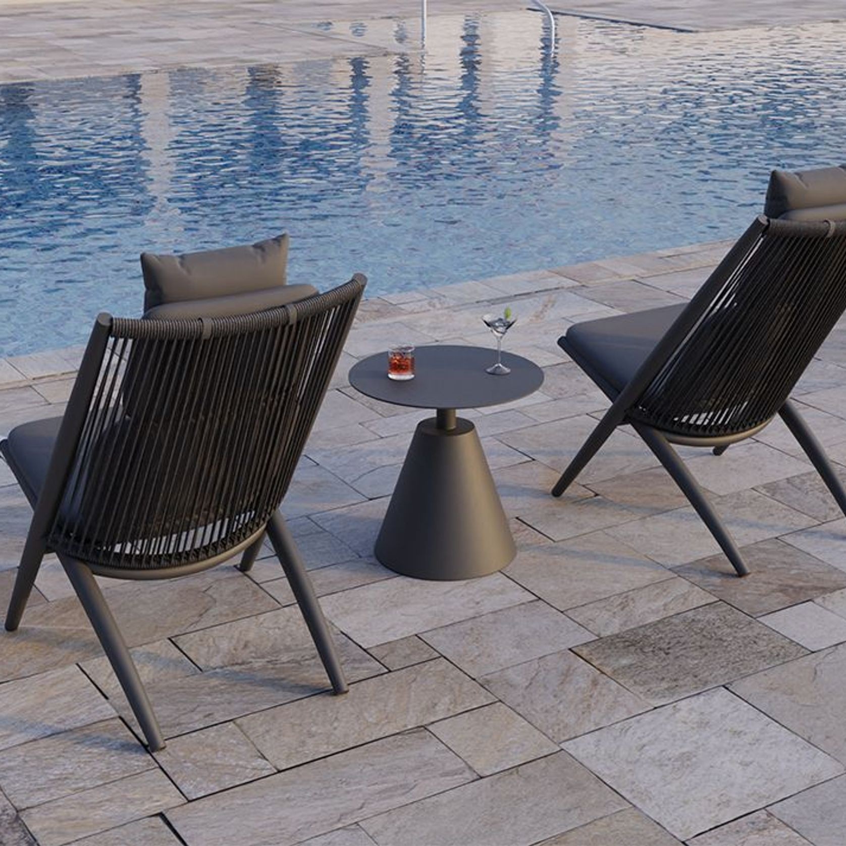 Minori Lounge Chair - Outdoor - Charcoal - Dark Grey Cushion gallery detail image