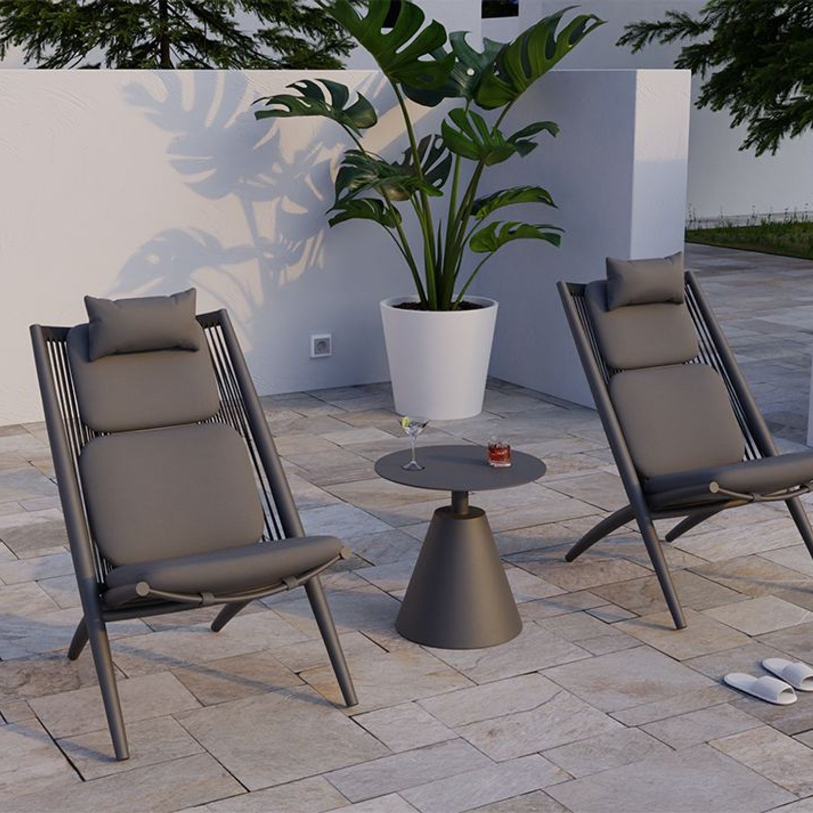 Minori Lounge Chair - Outdoor - Charcoal - Dark Grey Cushion gallery detail image
