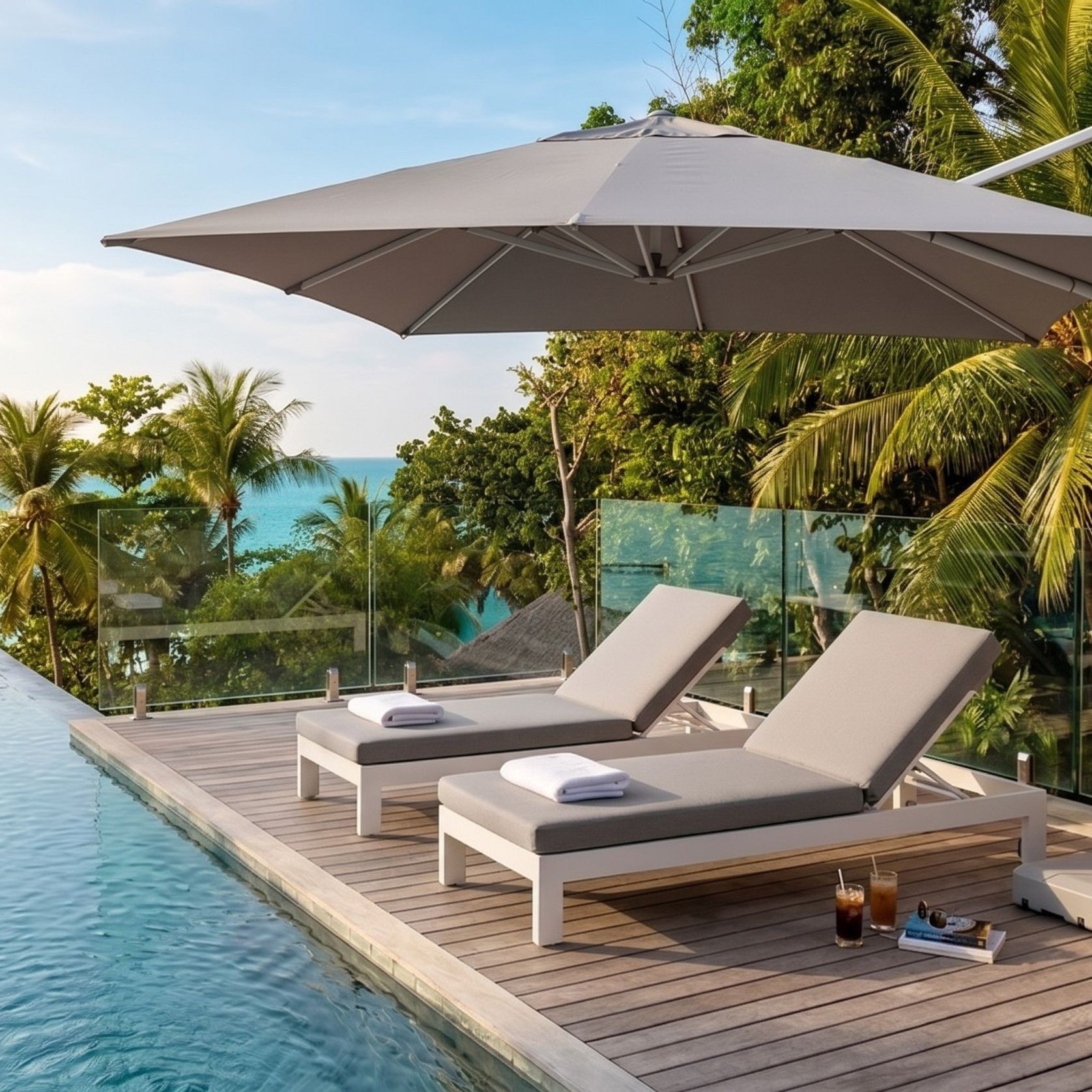 Monaco Sun Lounger with Sunbrella Cushion | White gallery detail image
