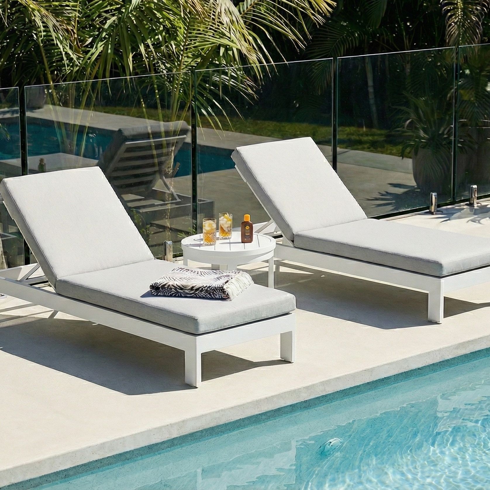 Monaco Sun Lounger with Sunbrella Cushion | White gallery detail image