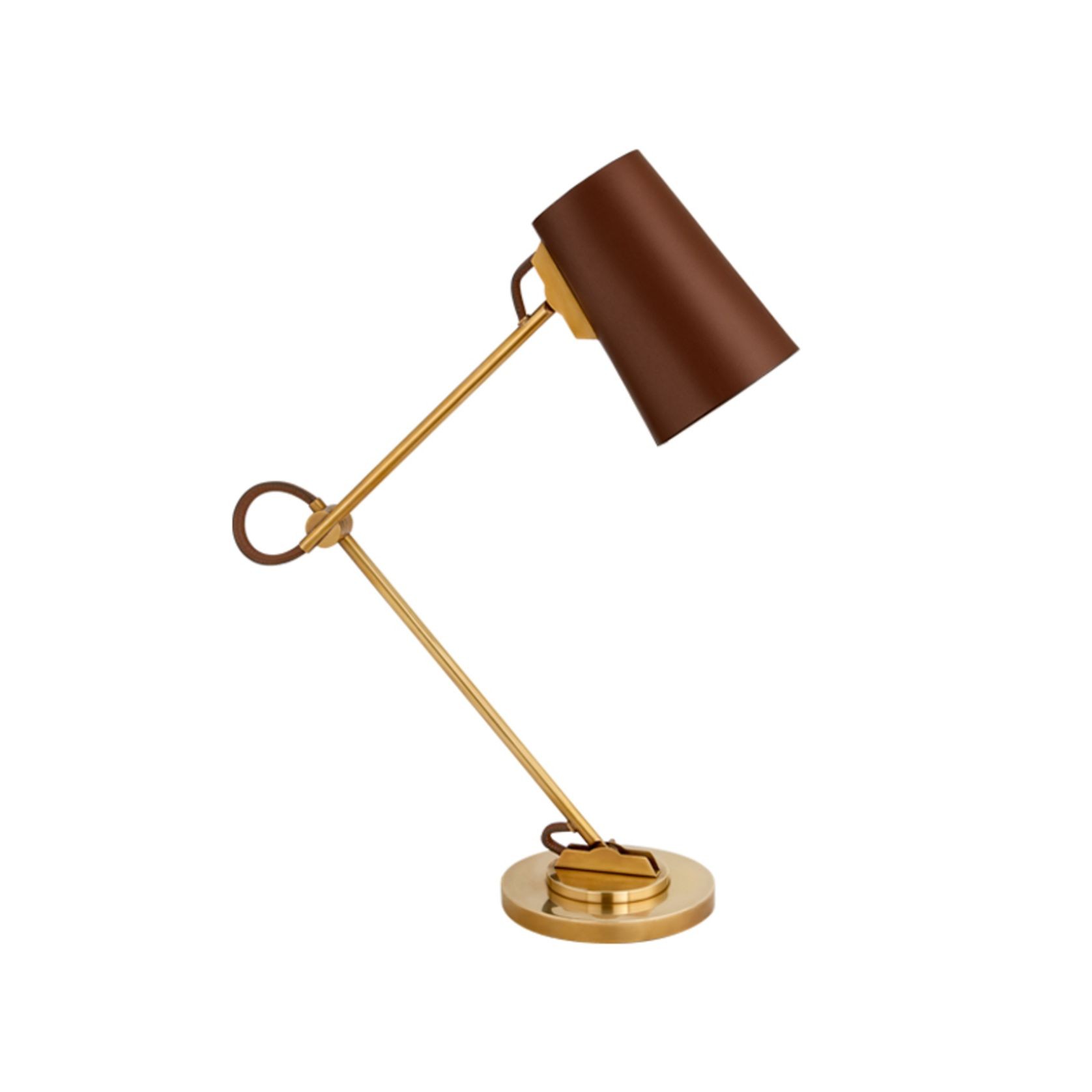 Benton Desk Lamp - Natural Brass | Saddle Leather Shade gallery detail image
