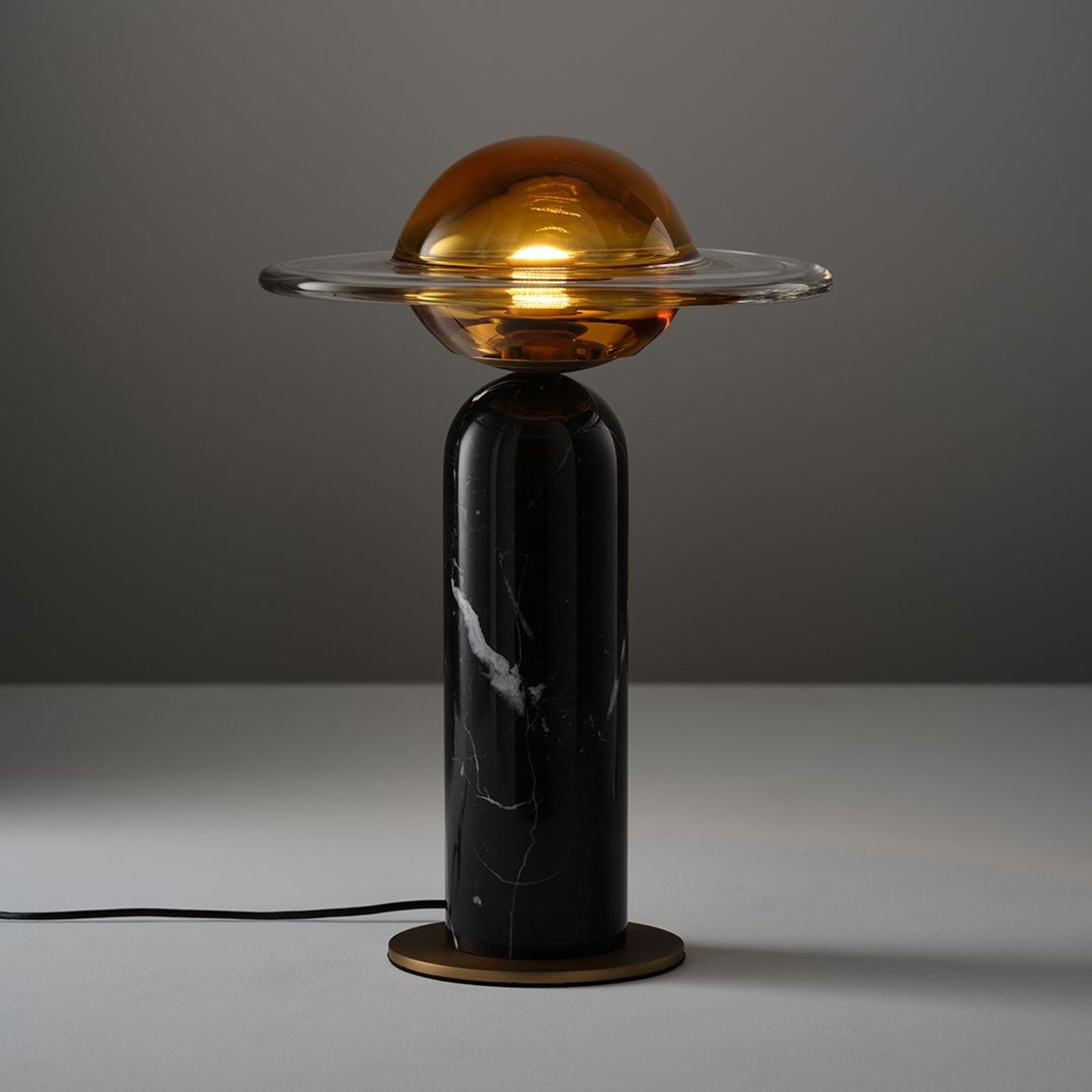 Aqua LED Glass Table Lamp in Black Marble gallery detail image