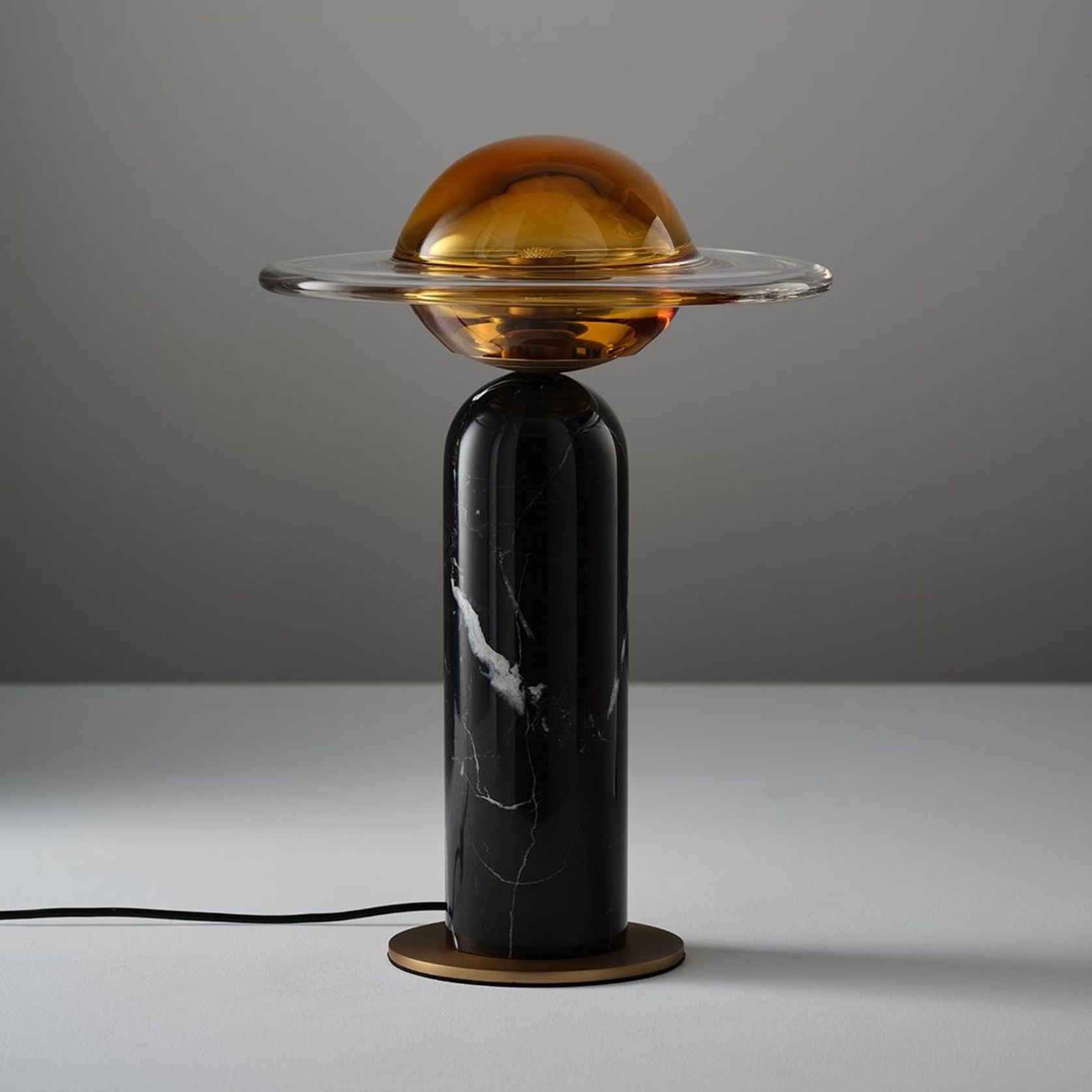 Aqua LED Glass Table Lamp in Black Marble gallery detail image