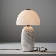 Tye 1 Light Glass Table Lamp in Frosted Marble gallery detail image