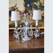 French Antique Silver & Glass Girandole Lamps gallery detail image
