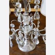 French Antique Silver & Glass Girandole Lamps gallery detail image