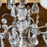 French Antique Silver & Glass Girandole Lamps gallery detail image