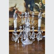 French Antique Silver & Glass Girandole Lamps gallery detail image