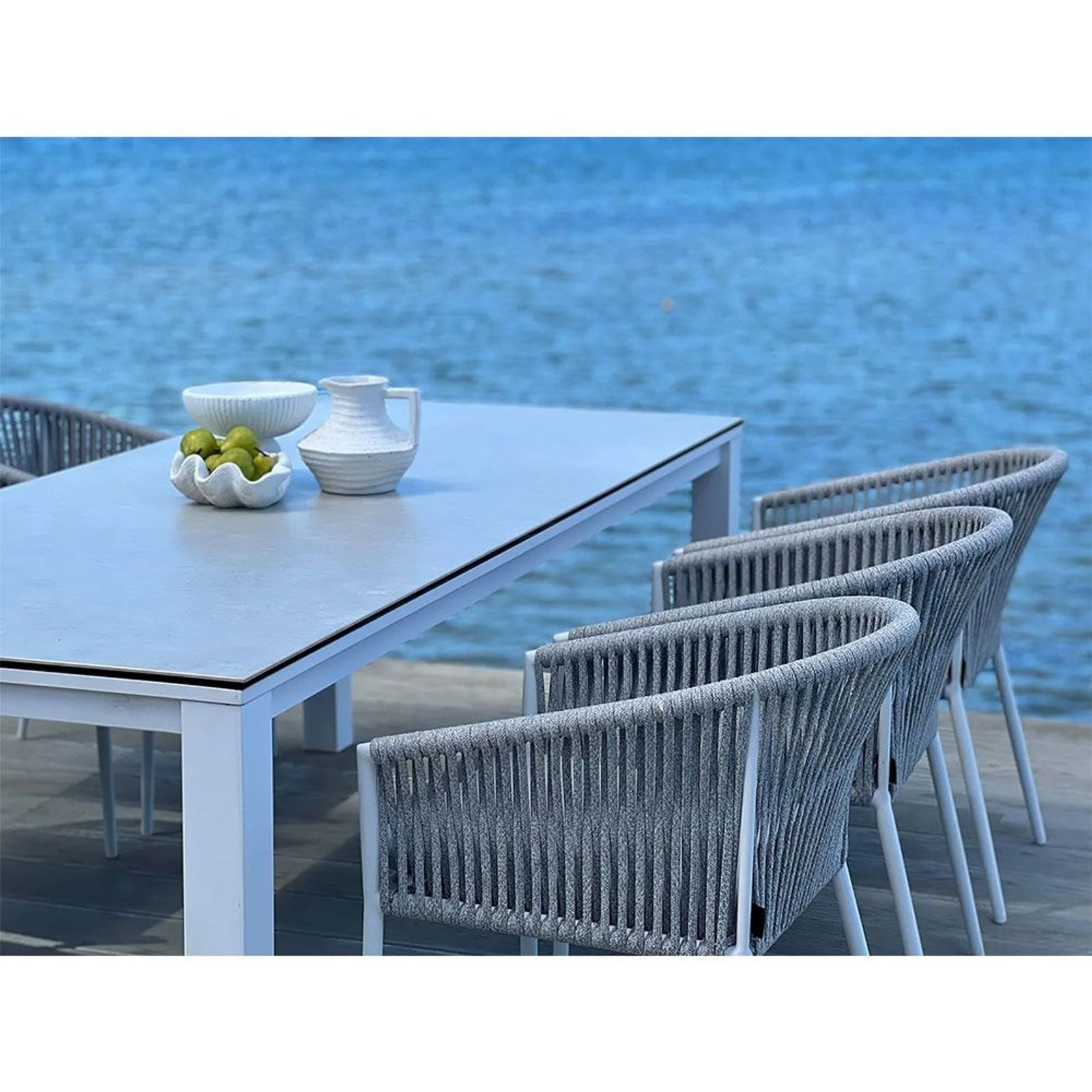 Adele Ceramic Outdoor table with 8x Gizella Chairs gallery detail image