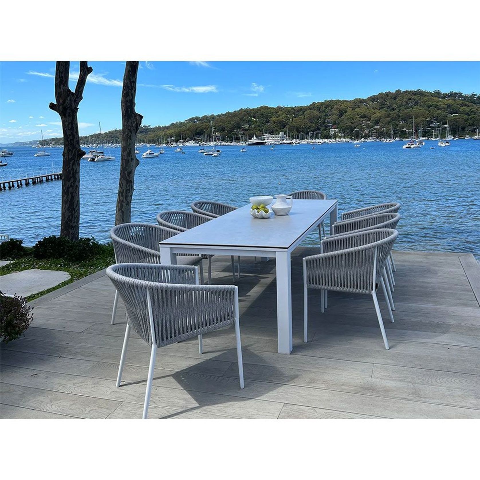 Adele Ceramic Outdoor table with 8x Gizella Chairs gallery detail image