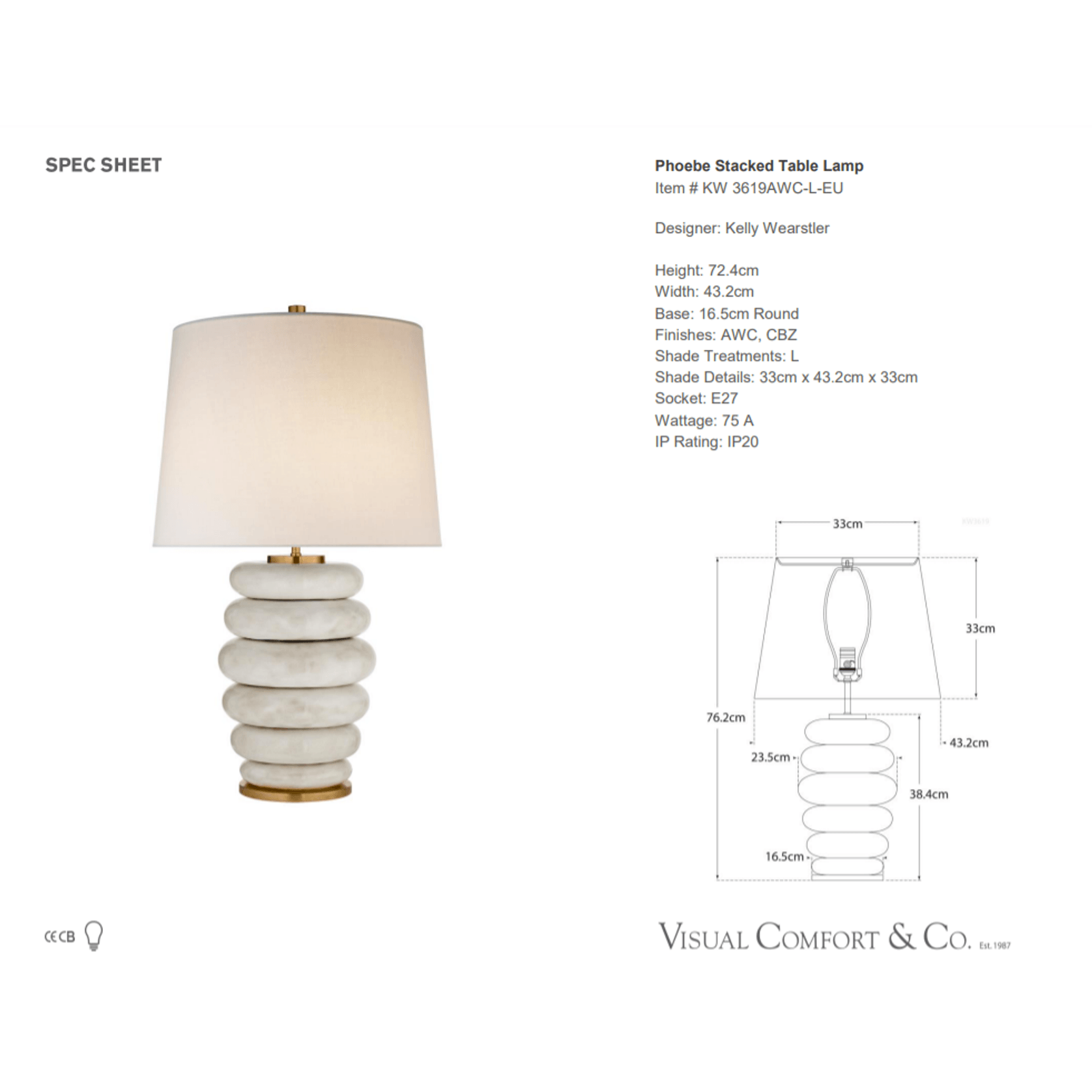Kelly Wearstler Phoebe Stacked Table Lamp gallery detail image