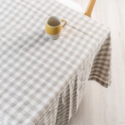 100% French Flax Linen Tablecloth- Natural Gingham gallery detail image