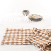 100% French Flax Linen Table Runner - Ginger Gingham gallery detail image