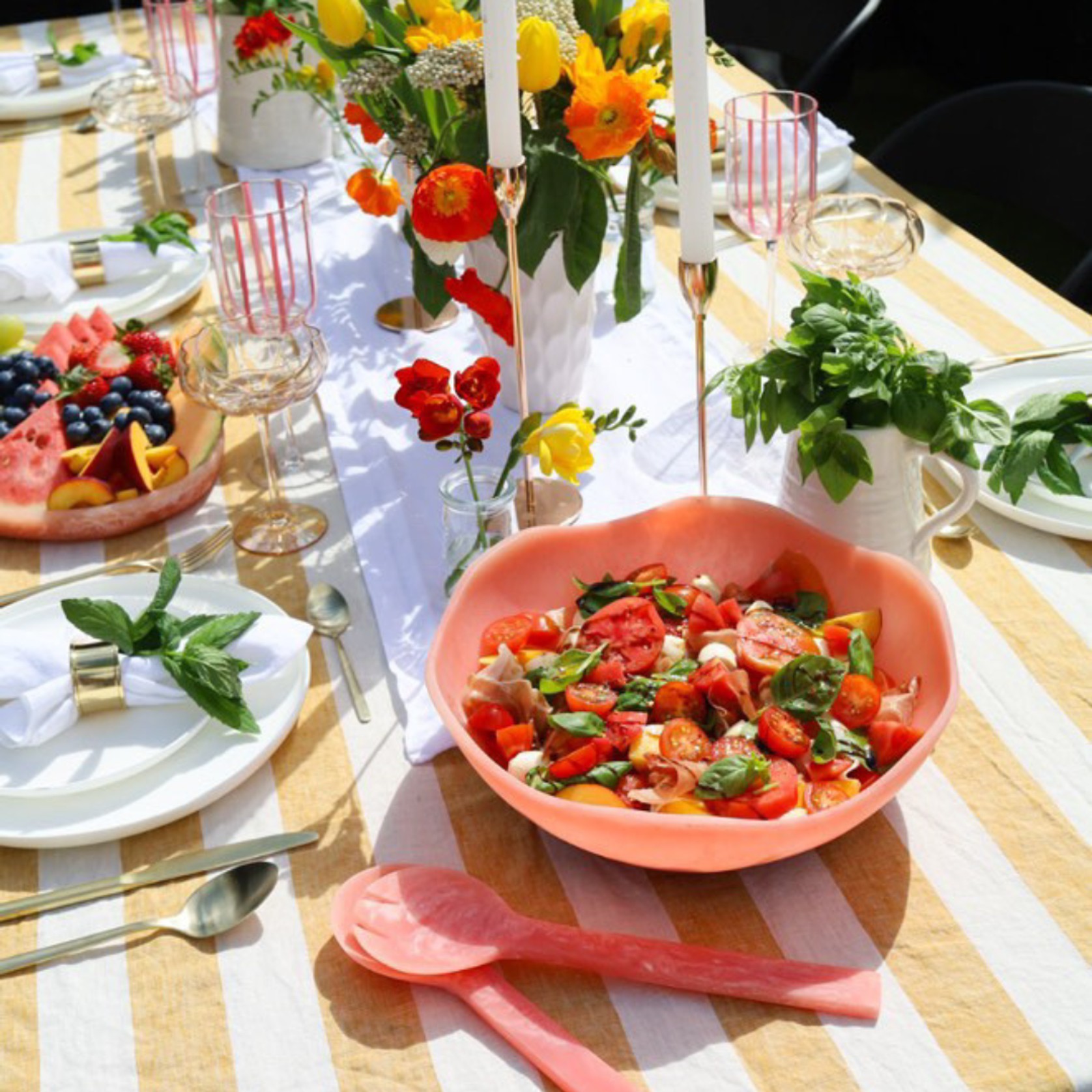 100% French Flax linen Tablecloth - Sunflower Stripe gallery detail image