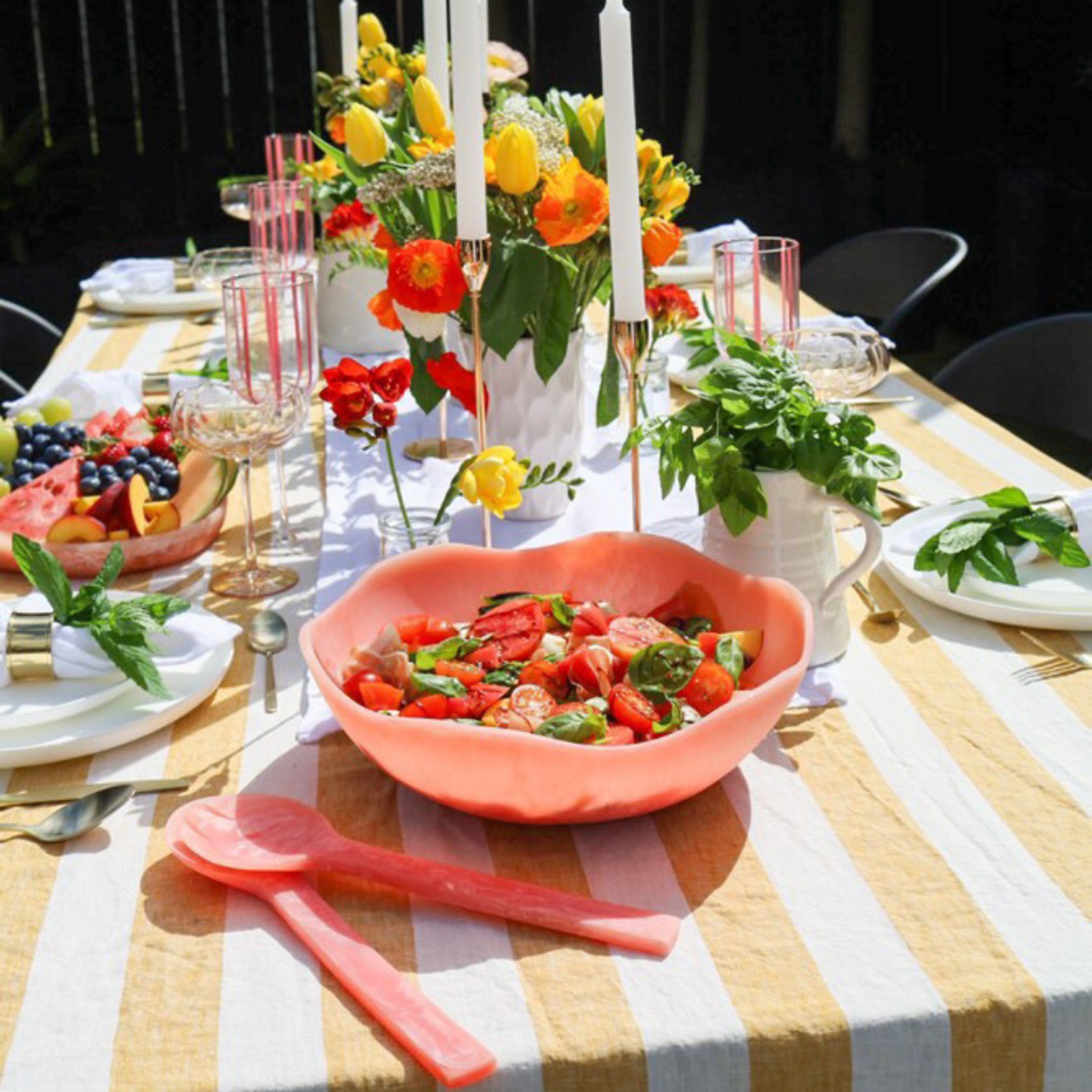 100% French Flax linen Tablecloth - Sunflower Stripe gallery detail image