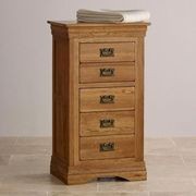 French Rustic Solid Oak 5 Drawers Tallboy gallery detail image