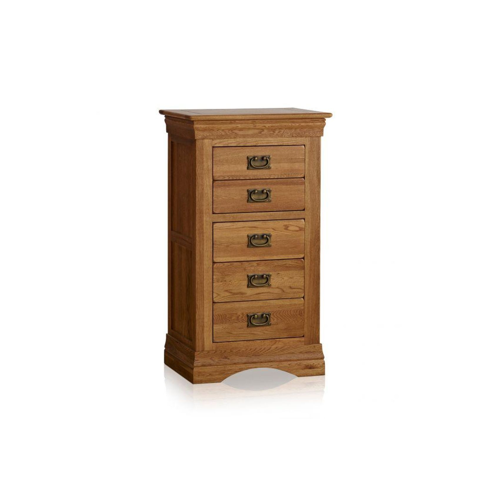 French Rustic Solid Oak 5 Drawers Tallboy gallery detail image