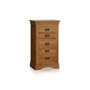 French Rustic Solid Oak 5 Drawers Tallboy gallery detail image