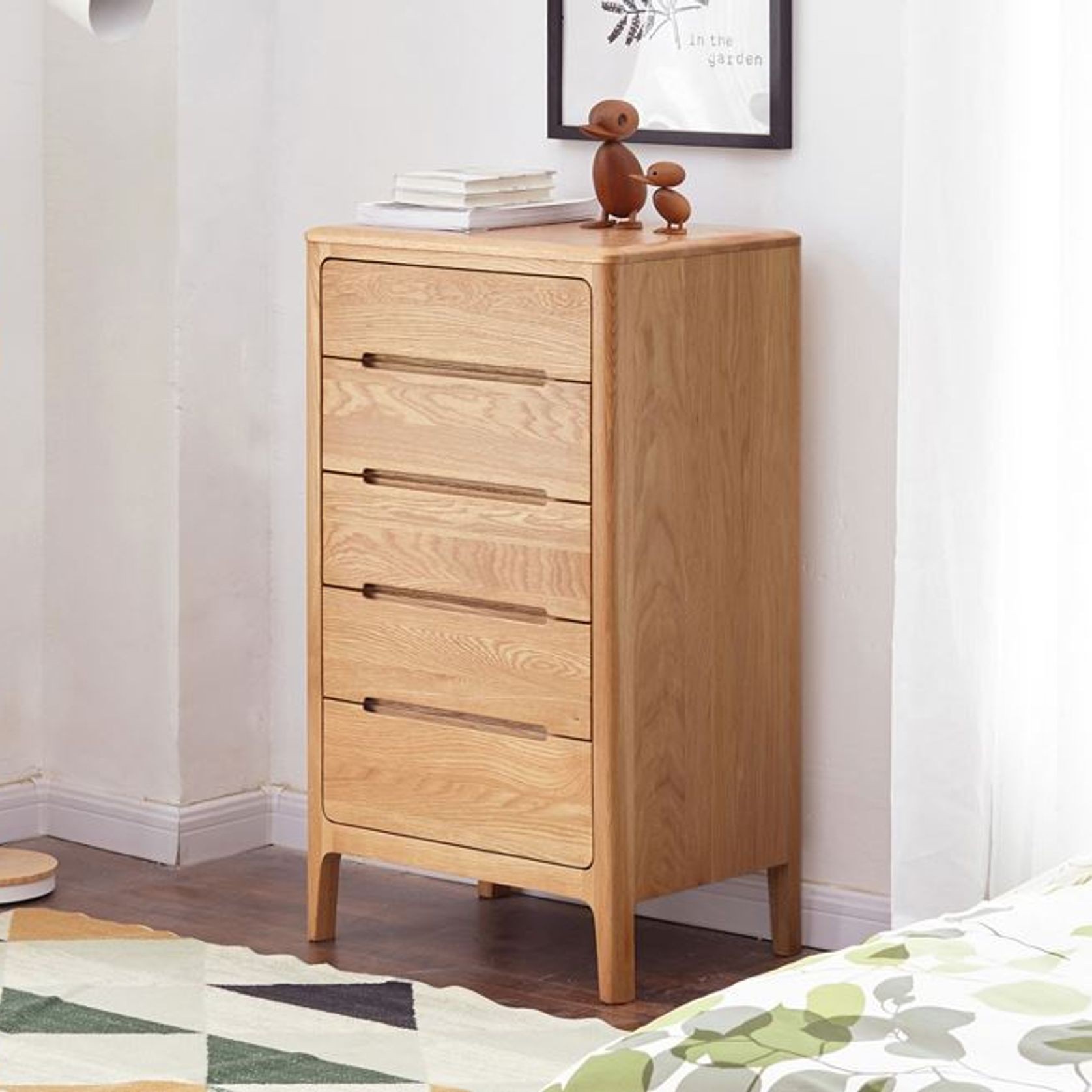 Seattle Natural Solid Oak 5 Drawers Tall Boy gallery detail image