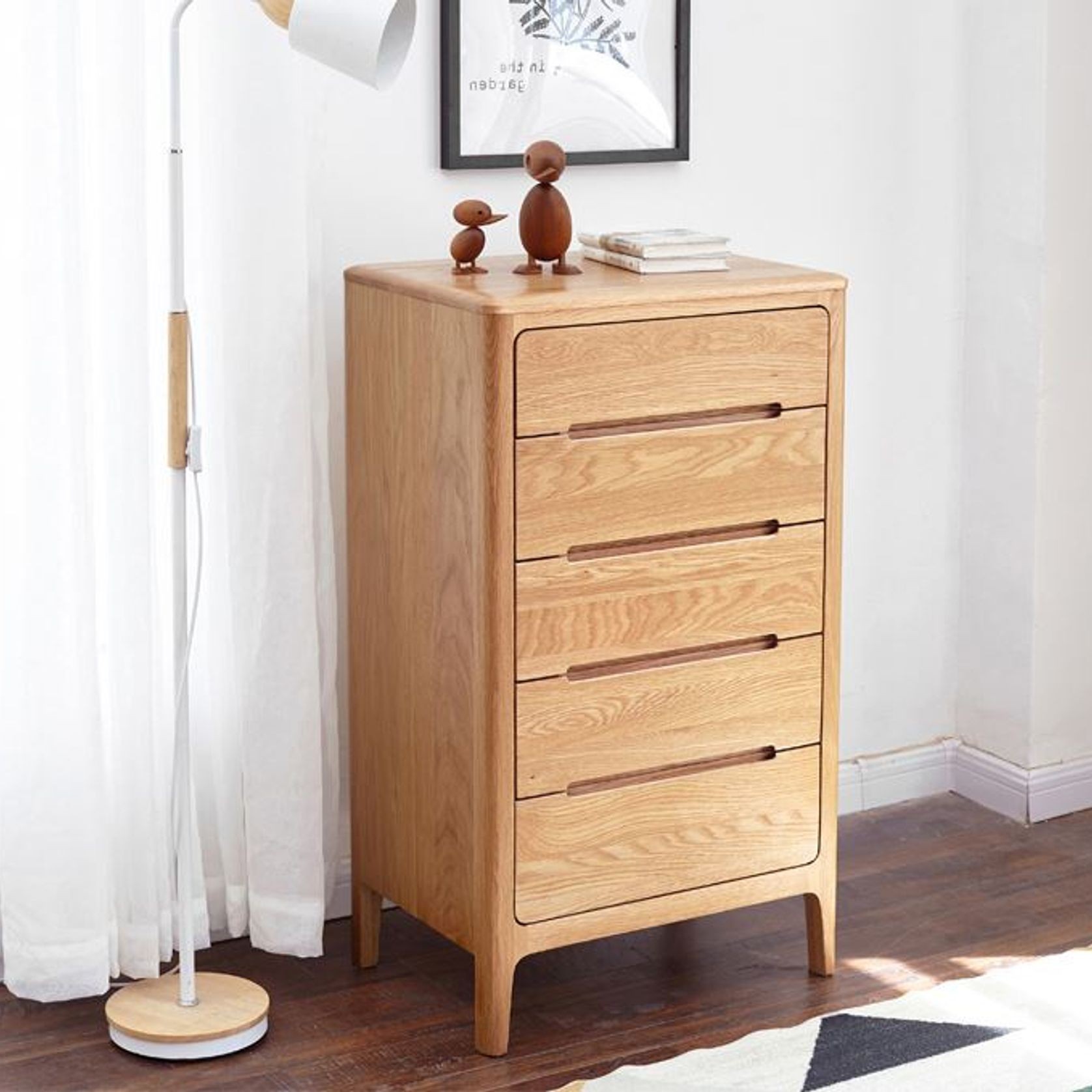 Seattle Natural Solid Oak 5 Drawers Tall Boy gallery detail image