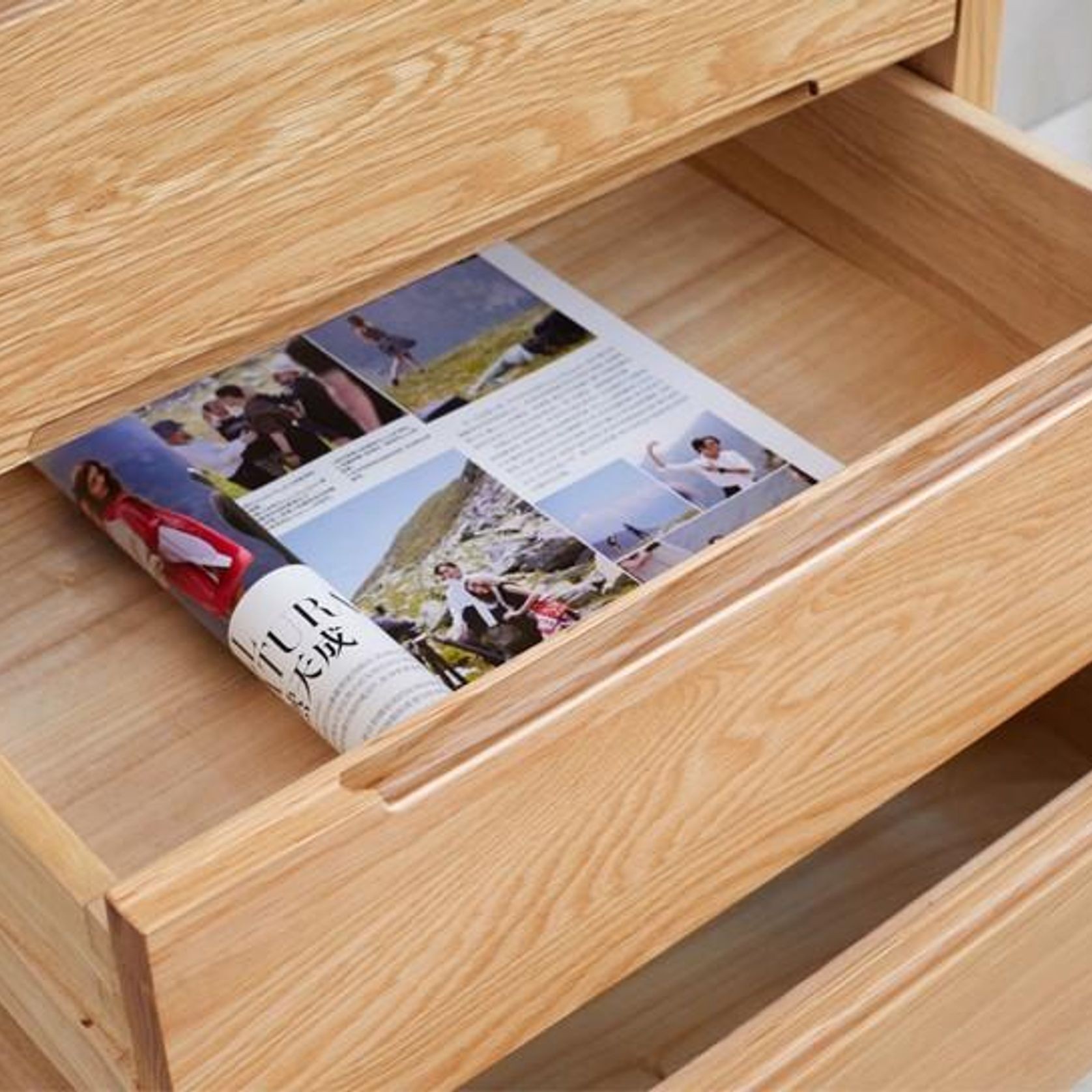 Seattle Natural Solid Oak 5 Drawers Tall Boy gallery detail image